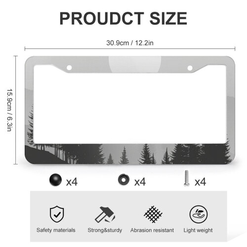 Abstract Moon License Plate Frame Aluminum 2 PCS 2