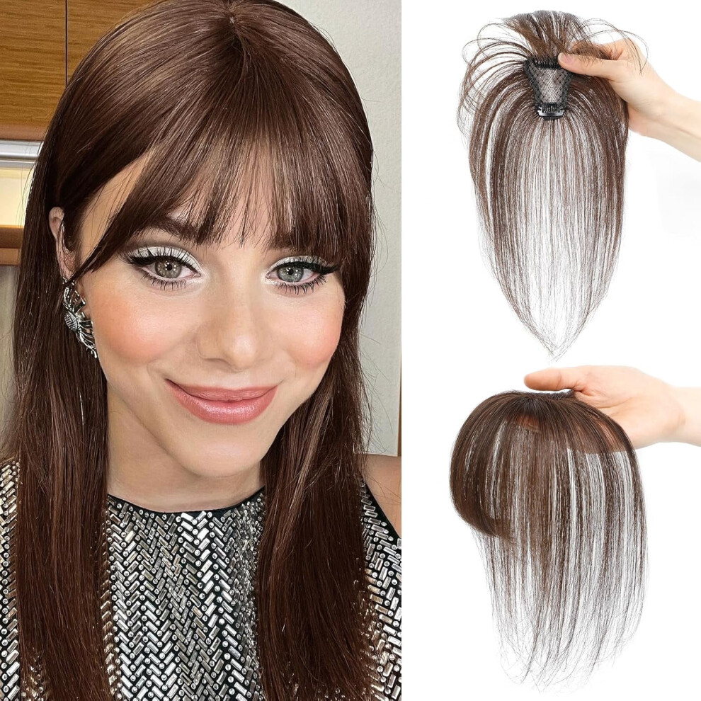 Human Hair Clip-in Bangs Topper Wispy 360 Air Bangs