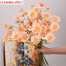 Bouquet de marguerites artificielles en soie, style champêtre, 5 têtes