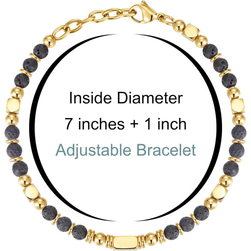 Women's Beaded Boho Bracelet Silver Gold 7+1 Inch 2
