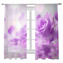 Purple Rose Sheer Curtains Voile 52x72 in 2 Panels