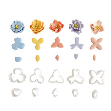 Geometric Flower Clay Cutter Set 5 Shapes 10 Pieces