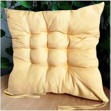 Navy Tufted Dining Chair Cushions with Ties 2-Pack 15.5 x