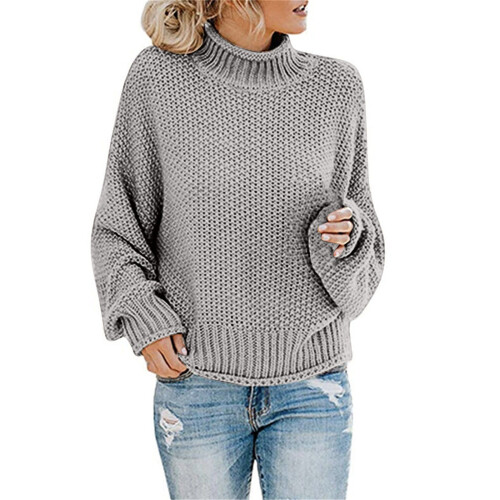 Damen-Strickpullover aus dickem Garn, einfarbig, Herbst-Winter-Pullover 1