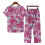 Women's Summer Printed 2-Piece Pajama Set Round Neck Short 2