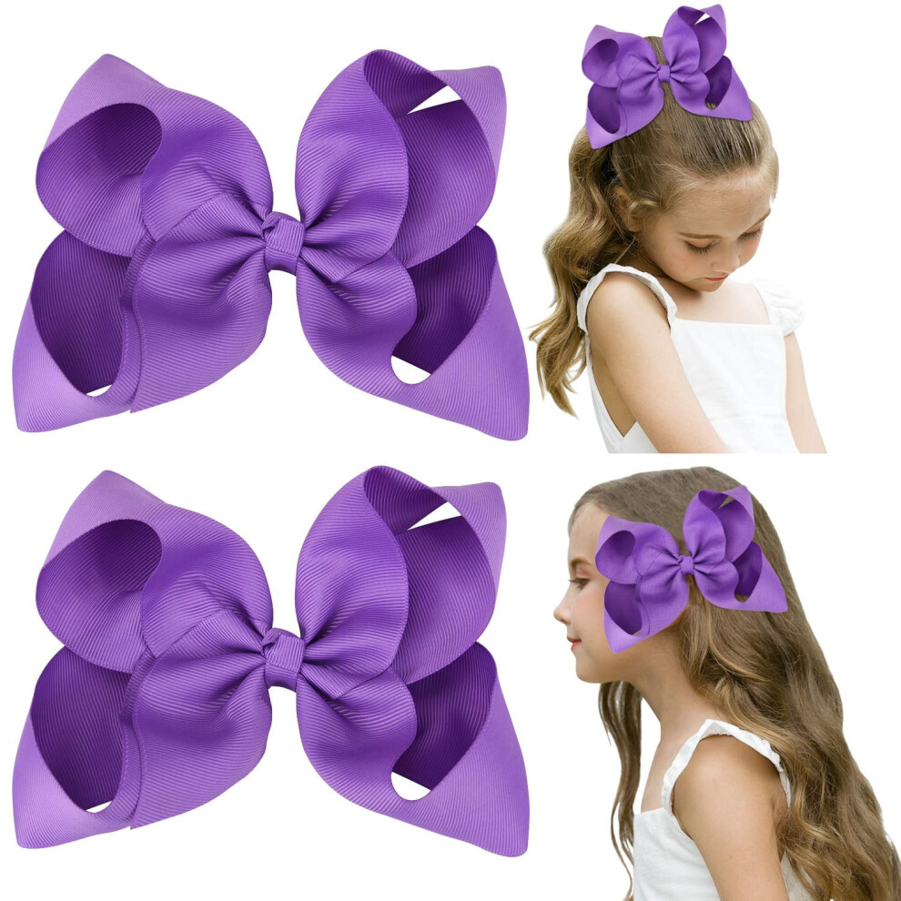 Hair Bows with Alligator Clips Solid Color 2PCS