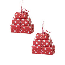 Christmas Mini Gift Boxes with Bells and Berries Red 2 Pack