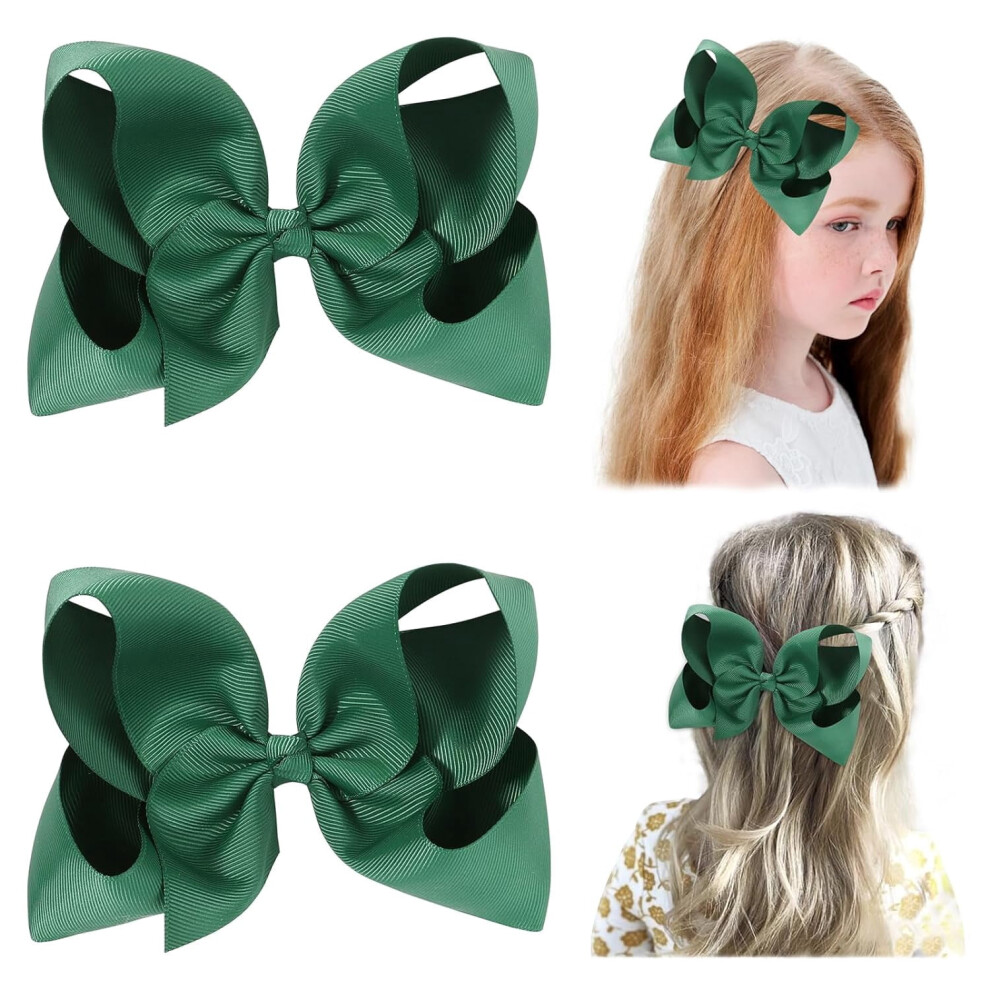 Hair Bows with Alligator Clips Solid Color 2PCS