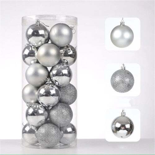 Christmas Balls 24K Shatterproof 3.14 Inch Silver