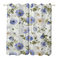 Floral Curtain Set Watercolor Design 2 Panels