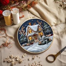 Christmas Forest Snow House Embroidery Kit