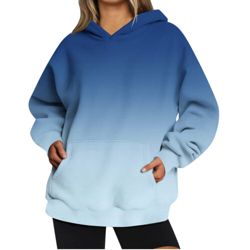 Women's Plus Size Gradient Hoodie Long Sleeve Sweatshirt