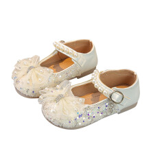 Flickor Mary Jane-skor med vita glitterblommor