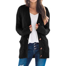 Women's Black Oversized Cardigan Sweater Long Sleeve