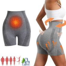 Micro Vibration Massage & Ice Silk Ion Fiber Repair Shaping Shorts, High Waist Butt Lifting Shapewear
