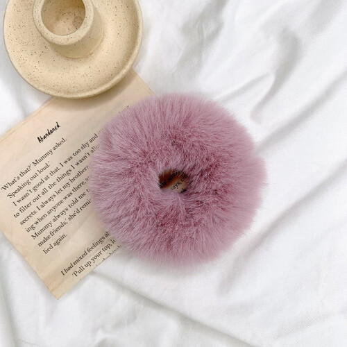 Scrunchies Faux Rabbit Fur 6 Pcs