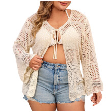 Women's Plus Size Crochet Cardigan Lightweight Hollow-Out