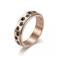 Anxiety Ring Stainless Steel Dog Paw Design Rose Gold Size