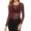 Damen-Langarmtop aus transparentem Mesh, Rot, Größe M 1