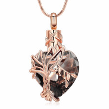 Tree of Life Cremation Heart Urn Necklace with Birthstone