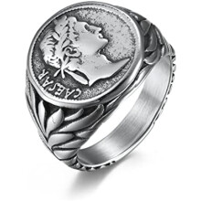 Roman Caesar Ring Stainless Steel Comfort Fit Thumb Ring