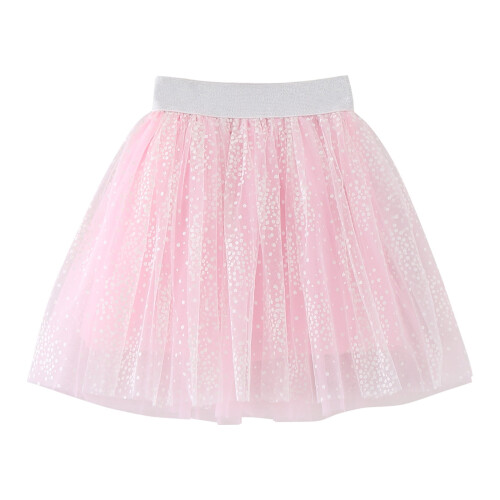 Kids Ballet Skirt Dot Print Solid Tulle Pink Size 120