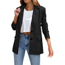 Schwarze Bikerjacke aus Kunstleder für Damen, Größe L