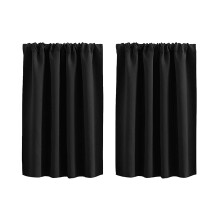 Black Room Darkening Curtains Set of 2 30x24 in Rod Pocket