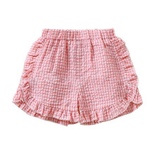Toddler Girl Plaid Ruffle Shorts Pink Seersucker Elastic
