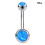 Opal Stone Stainless Steel Belly Button Ring - Blue 1