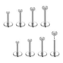 Stainless Steel Labret Lip Rings Claw CZ 8 pcs