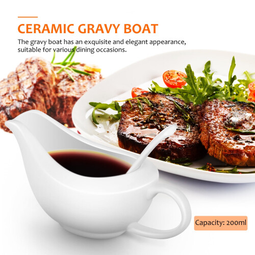 Ceramic Gravy Boat Set with Ladle 2 pcs 1