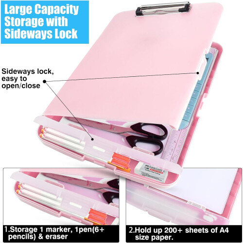 Plastic Clipboard with Storage 8.5"x11" 1PC 2