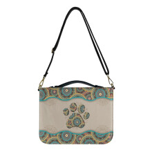 Boho Mandala Dog Paw Print Bible Case – Large Leather Cover with Adjustable Strap, Handle & Pen Slots, 2XL, Compatible with Standard Bibles