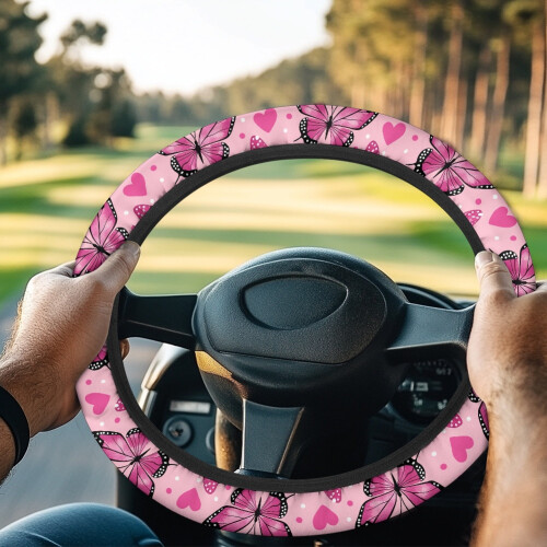 Heart Pattern Golf Cart Steering Wheel Cover Universal