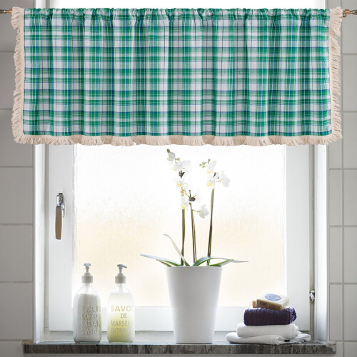 Plaid Blackout Curtain Valance Green 59x18 in 1 Panel