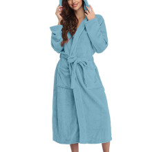 Women's Hooded Fleece Bathrobe Lightweight Soft Plush Warm