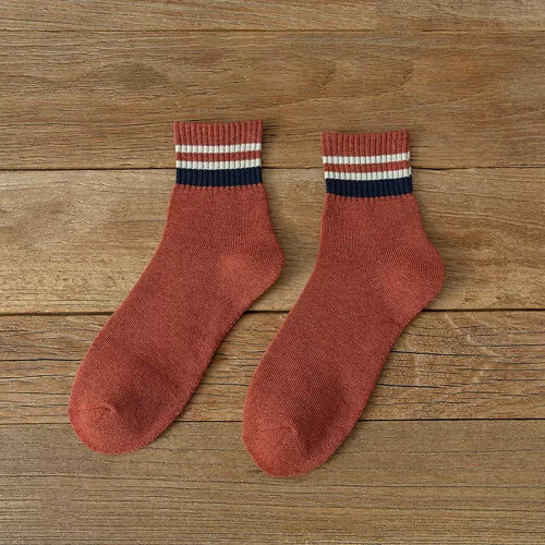 Men's Wool Crew Socks Brown One Size 1