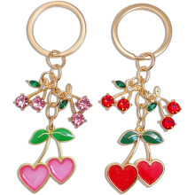 Cherry Keychain for Bags and Keys, Gold Alloy, 1pc