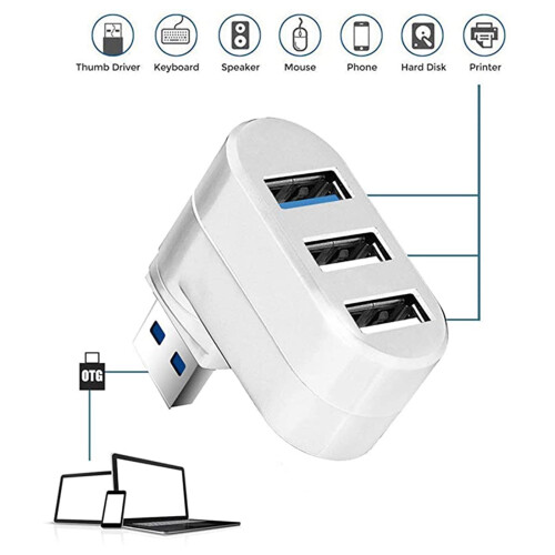 Hub giratorio USB 3.0 de 3 puertos: 2  USB 2.0 + 1  USB 3.0 1