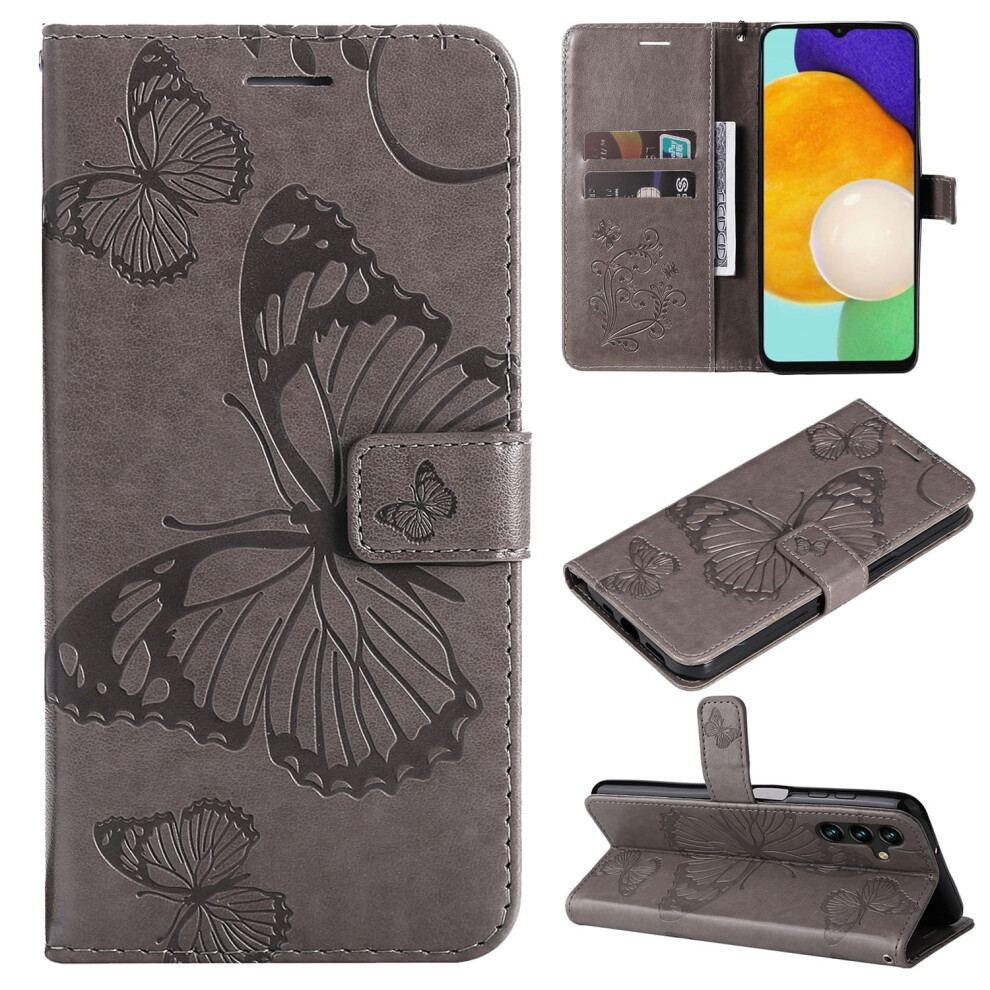 Galaxy A14 5G Wallet Case Butterfly Embossed Pu Gray 9132278405155