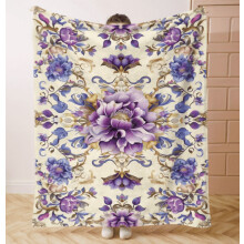 Flannel Blanket Purple Floral Print 150x200cm