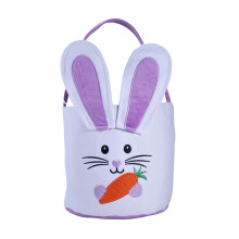 Plüsch-Osterkorb mit Hasengesicht und weichen Ohren, lila, 23 cm