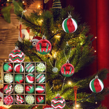 Red Christmas Ornament Balls 6cm 16-Piece Plastic Tree and