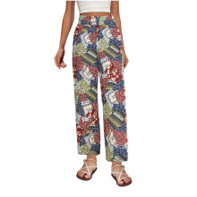 Women's Floral Wide Leg Palazzo Pants Elastic Waist
