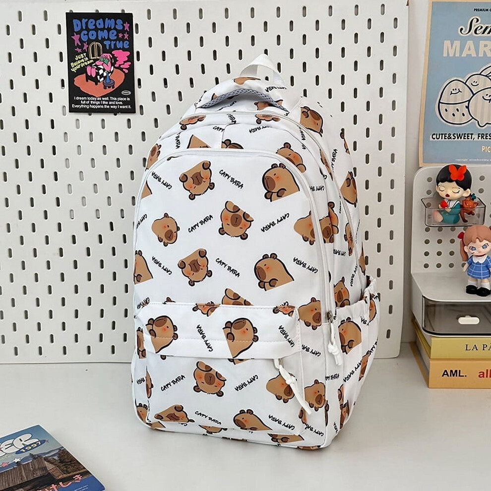 Capybara Cartoon School Backpack For Teenagers White 9027700638464
