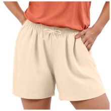 Women's Cotton Linen Shorts High Waist Wide Leg Khaki M