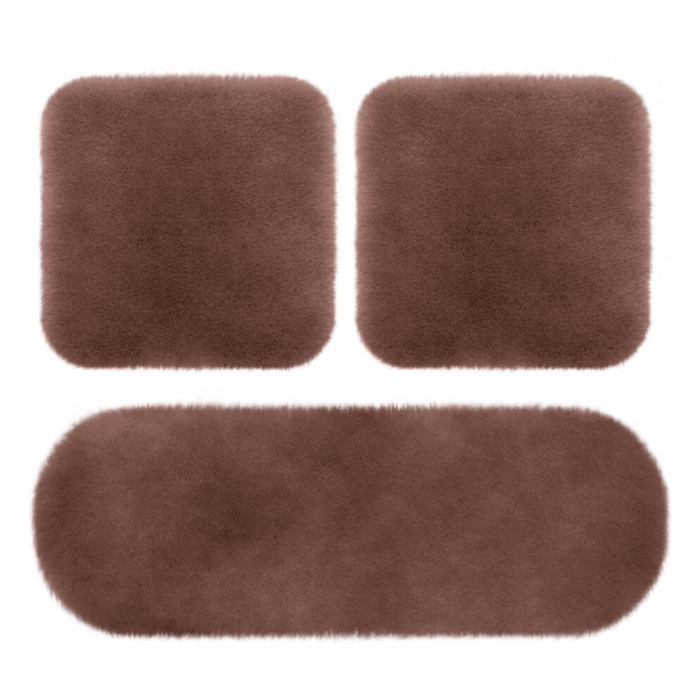 Plush Car Seat Cushions Set 3-Piece Soft Faux Rabbit Winter 9027700640023