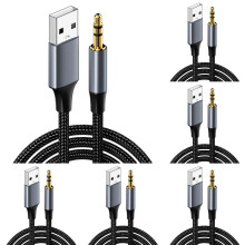 3.5mm Male AUX to USB Audio and Charging Cable Adapter 2m