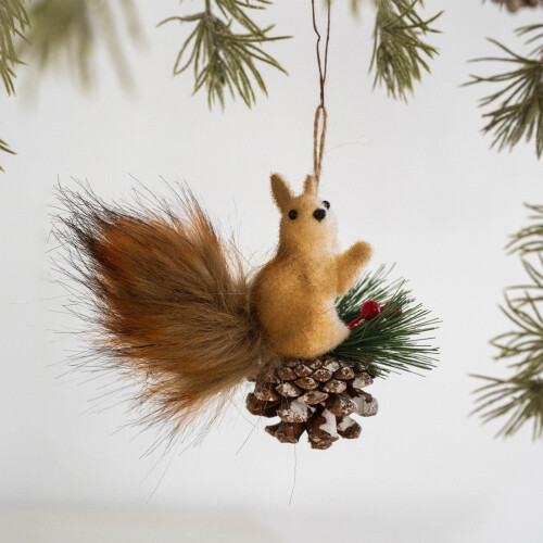 Realistic Squirrel Christmas Ornament Foam Furry White